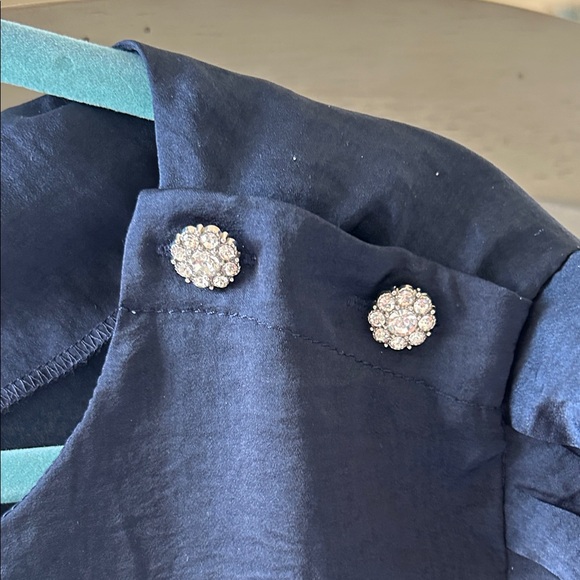 Navy Puff-Sleeve Blouse - Picture 3 of 3